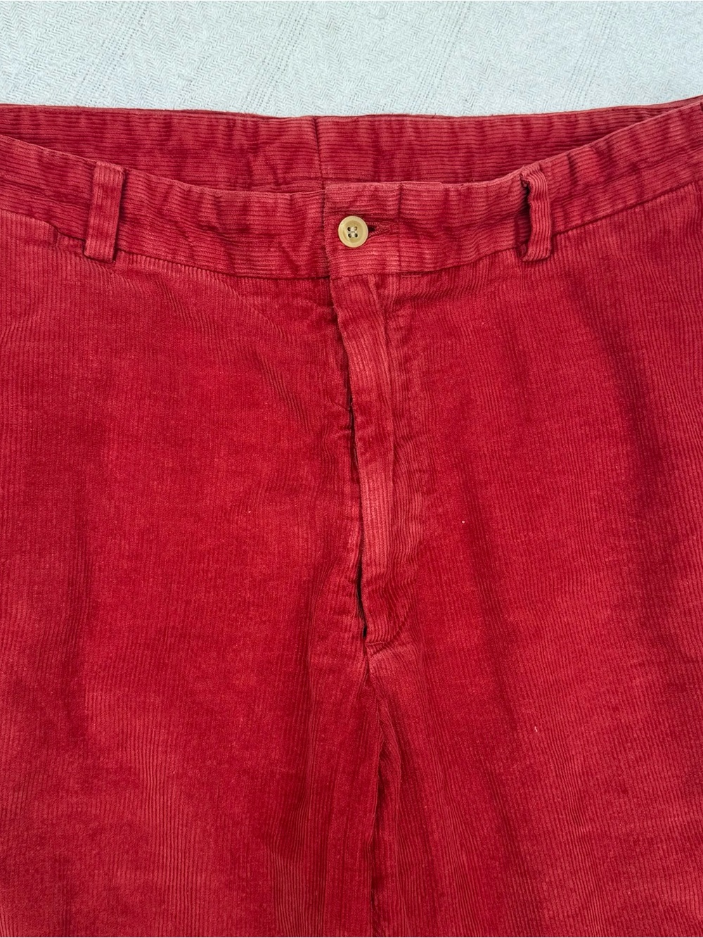 Men's Deep Red Corduroy Pants — Classic Straight Fit